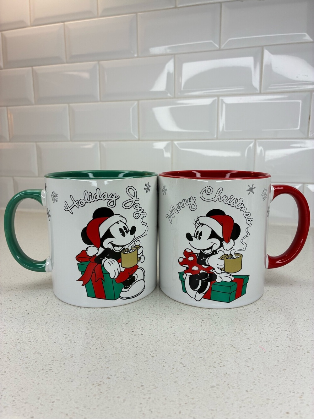 Disney Zrike Brands Christmas Holiday Coffee Mugs Set of 2 Licensed 4½” Mickey